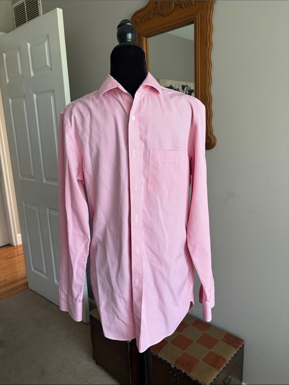 J. Crew Men's Light Pink Micro-Check Dress Shirt